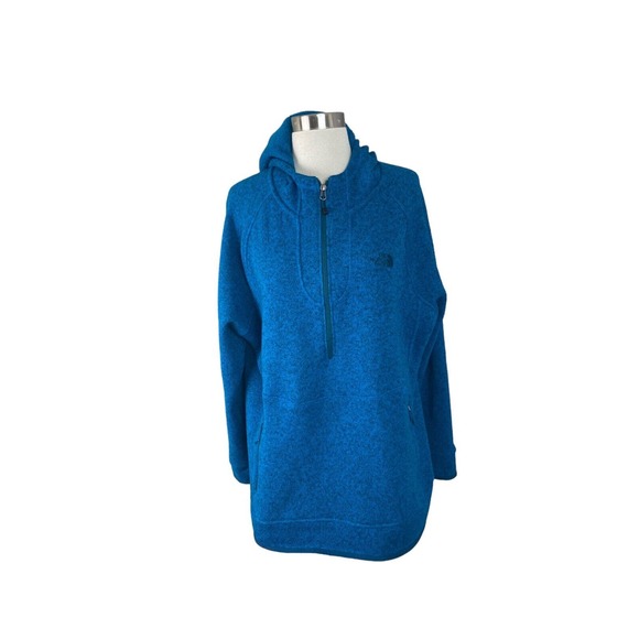 The North Face XXL 2XL Crescent Hooded Fleece Knit Pullover 1/4 Zip Turquoise - Picture 1 of 4